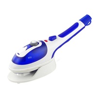 Multifunction Household Handheld Steamer Travel Portable Hand - Held Steam Hanging Hot Machine Ceramic Bottom with Flannelette Brush & Hair Brush & Measuring Cup,EU Plug(Blue)