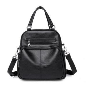 Multifunction Soft Surface PU Double Shoulders Bag Ladies Handbag Messenger Bag (Black)