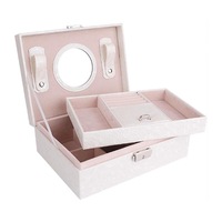 Multifunctional Jewelry Jewelry Box European Style Wooden Lock Jewelry Storage Box with Mirror-White