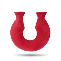 Neck Warmer Hot Water Bottle Bag U Shaped Removable Cosy Fleece Cover Soothing Aching Therapy RED COLOR