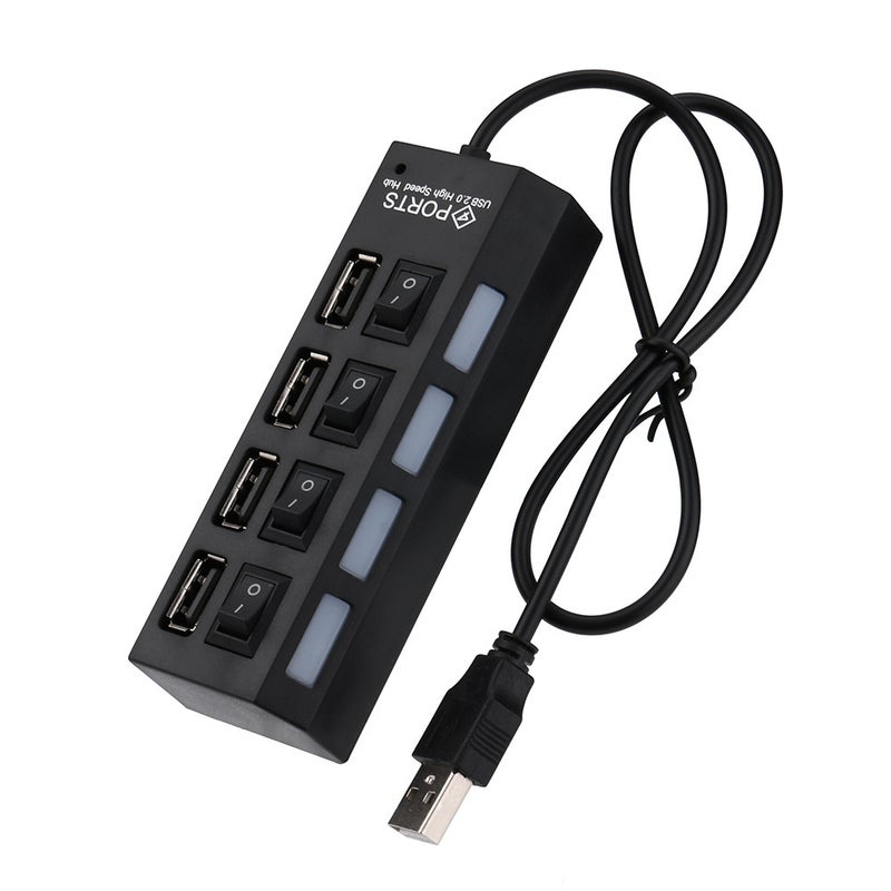 Buy New 4 Port USB 2.0 Hub On/Off Switches + DC Power Adapter Cable for ...