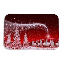 New Christmas Snowman Printed Soft Flannel Floor Mat Bathroom Anti Slip Mat Rug light grey_50*80cm