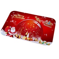 New Christmas Snowman Printed Soft Flannel Floor Mat Bathroom Anti Slip Mat Rug red_50*80cm