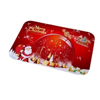 New Christmas Snowman Printed Soft Flannel Floor Mat Bathroom Anti Slip Mat Rug red_50*80cm