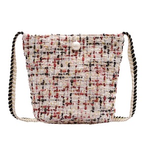 New Fashion Handbags Wear-resistant Hit Color Women Bucket Handbags Woolen Casual Zipper Shoulder Crossbody Bag Vintage Clutch