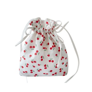 New Practical Canvas Bag Korean Students Messenger Bag Small Bag Cherry Print Mobile Phone Bag Cute Cherry Print Bouquet