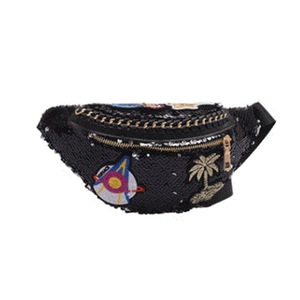 New Women Fashion Sequins Plant Pattern Travel Storage Bag Waist Fanny Pack Outdoor Shoulder Organizer Bag