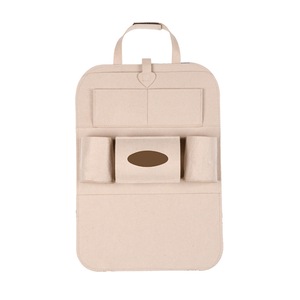 Non-woven Car Seat Back Tidying Storage Bag Hanging Organizer Pocket Pouch Cup Bottle Phone Holder Outdoor Travel BEIGE COLOR