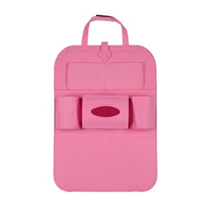 Non-woven Car Seat Back Tidying Storage Bag Hanging Organizer Pocket Pouch Cup Bottle Phone Holder Outdoor Travel PINK COLOR