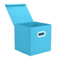 Non-woven Fabric Storage Box Folding Laundry Baskets Bin Closet Drawer Organizer Storage Baskets BLUE COLOR
