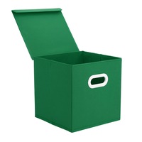 Non-woven Fabric Storage Box Folding Laundry Baskets Bin Closet Drawer Organizer Storage Baskets GREEN COLOR