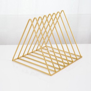 Nordic triangle simple wrought iron Home Decor desktop storage rack shelf file magazine jewelry gold storage box office rack Frame Bracket