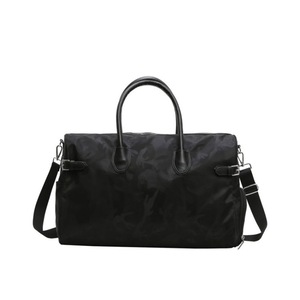 Nylon Cloth Shoulder Sports Gym Handbag Travel Bag (Black)