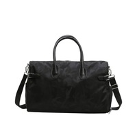 Nylon Cloth Shoulder Sports Gym Handbag Travel Bag (Black)