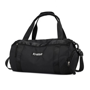 Nylon Cloth Shoulder Travel Bag Sports Gym Handbag (Black)