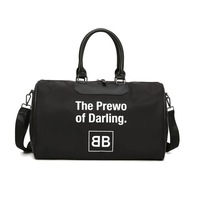 Nylon Shoulder Travel Bag Leisure Sport Handbag with Shoes Socket (Black)