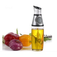 Olive Oil Bottle - Oil Glass Bottle - 500ml Kitchen Glass Olive Oil Vinegar Dispenser Pourer Bottle With No-Drip Spout - SILVER