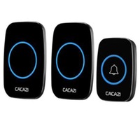 One to Two Wireless Doorbells Home Music Digital Doorbell Long Distance Doorbell Black and White Smart Sensor-BLACK