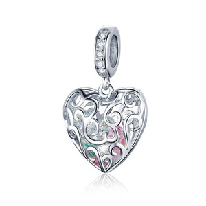 Openwork Heart Shape Pendant Romance Silver plating Charms Fit Bracelets & Bangles Wedding Gift Jewelry