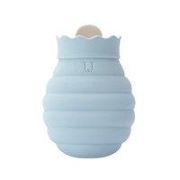 Warm Water Bag Silicone Hot Water Bag Small Size 5x10x5.8cm (Gray Blue)