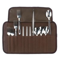 Outdoor Camping Barbecue BBQ Tableware Set 4 People Cutlery Portable Stainless Steel Spoon Chopsticks Fork Picnic Bag