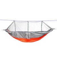 Outdoor Double 2 People Hammock Camping Tent Hanging Swing Bed With Mosquito Net GRAY SPELL ORANGE COLOR