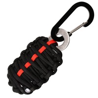 Outdoor Multipurpose Survival Tool Paracord Rescue Cord Fishing Tools Carabiner for Camp Hike BLACK COLOR