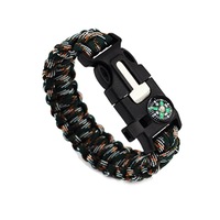 Outdoor Survival Paracord Bracelet With Compass Fire Starter And Emergency Whistle