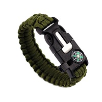 Outdoor Survival Paracord Bracelet With Compass Fire Starter And Emergency Whistle