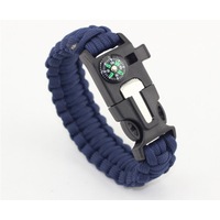 Outdoor Survival Paracord Bracelet With Compass Fire Starter And Emergency Whistle