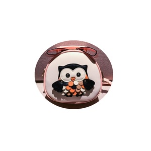 Owl Pattern Contrast Color Patent PU Leather Shoulder Bag Messenger Bag Ladies Handbag Small Round Bag