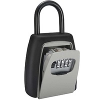 Password Key Box Grey Four-Digit Password Lock Padlock Type Free Installation Padlock Key Lock Box Key Storage Lock Box