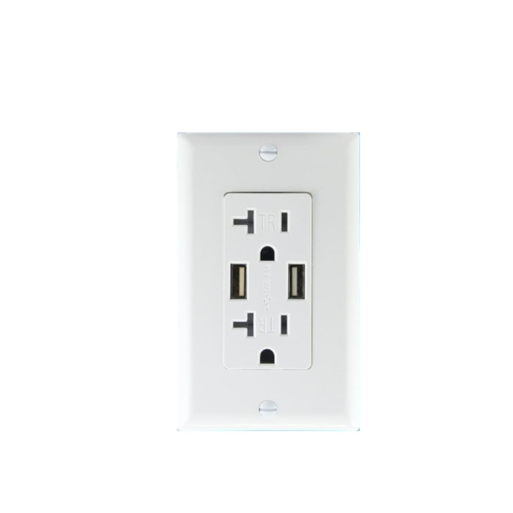 Buy PC Double-connection Power Socket Switch with USB, US Plug, Square ...