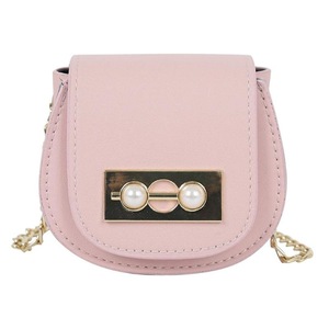 Pearl Decor Mini Girls Shoulder Messenger Handbags Casual Women Semicircle Money Packs PU Leather Chain Crossbody Saddle Bag
