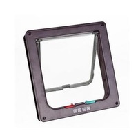 Pet Door 4 Ways Lockable Security Flap Door for Dog Cat Kitten Wall Mount Door Animal Small Pet Cat Dog Gate Door, Size:M(Coffee)