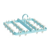Plastic Detachable Clothespin Socks Clothes Hanger Windproof Drying Rack Home Foldable Storage Hanger Rack with 24 Clips