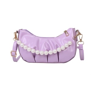 Pleated Pearl Totes Crossbody Handbags Fashion Solid Color Women Shoulder Bags Popular Simple Female Daily Bag
