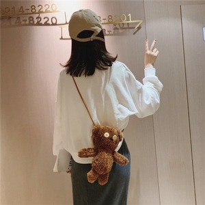 Plush Bear Single Shoulder Bag Handbag Messenger Bag (Brown)