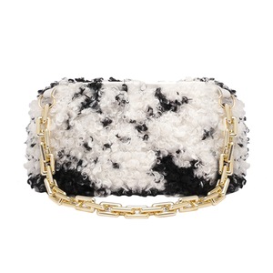 Plush Material Messenger Bag Female Student Large Capacity New Original Design Tote Splicing Color Shopping Handbag