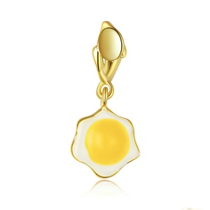 Poached Egg Pendant Charm Fit Bracelet for Women Gift Silver plating Jewelry DIY