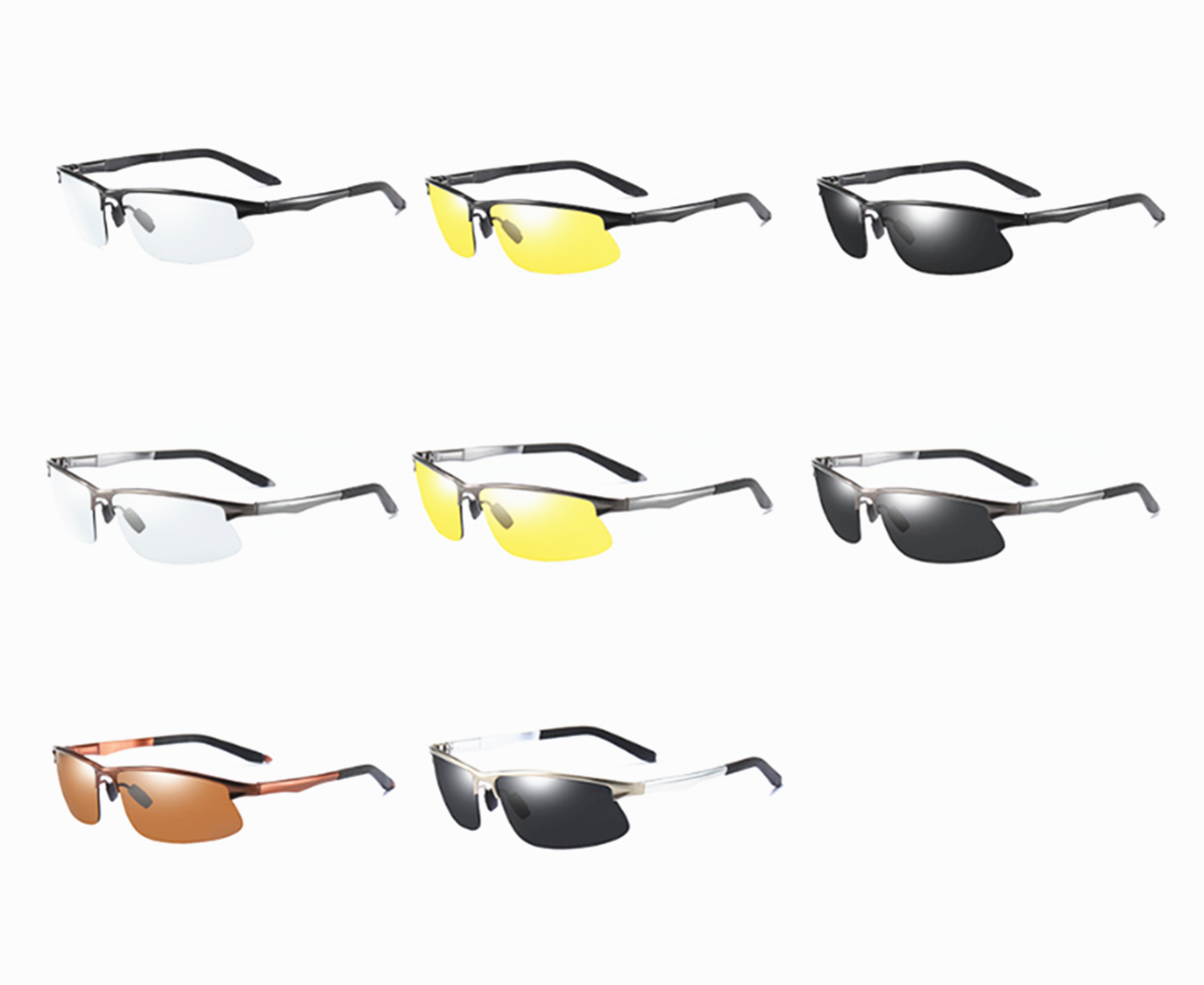 Fishing Glasses for Men Polarized Sunglasses Men UV400 Protection,Sports Driving Cycling Running Sunglasses Al-Mg Frame 
