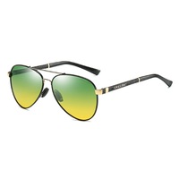 Polarized Sunglasses Night Vision Glasses Sunglasses Day And Night Dual-Use Suitable for Outdoor Driving-Black Gold