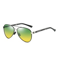 Polarized Sunglasses Night Vision Glasses Sunglasses Day And Night Dual-Use Suitable for Outdoor Driving-Black Silver