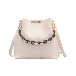 Popular Simple Female Daily Bag Casual Crossbody Bag Women Solid PU Leather Female Chain Bucket Shoulder Pouch