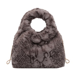 Popular Simple Female Daily Bag Fashion Plush Shoulder Top-handle Bag Women Retro Snake Pattern Crossbody Purse