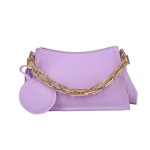 Popular Simple Female Daily Bag Fashion PU Crossbody Bag for Women Chain Small Round Pendant Shoulder Handbag