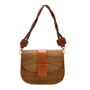 Popular Simple Female Daily Bag Portable Woven Strap Shoulder Bag Street Women Stone Scrub PU Handbag Daily Tote