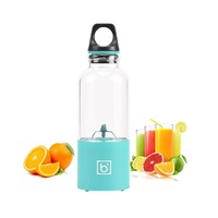 Portable 500ml Fruit Slicer Usb Rechargeable Electric Juicer Cup Blender Water Bottle With Charging - Juicers Easy Manual Clean Best Sellers-BLUE