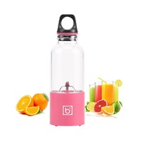 Portable 500ml Fruit Slicer Usb Rechargeable Electric Juicer Cup Blender Water Bottle With Charging - Juicers Easy Manual Clean Best Sellers-PINK