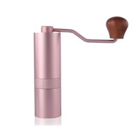Portable Hand-cranked Coffee Grinder Stainless Steel Grinding Core Italian American Hand-made Coffee Grinder-Pink
